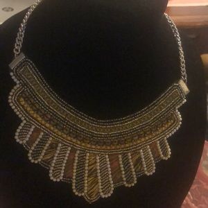 Stephan & co green yellow orange silver necklace